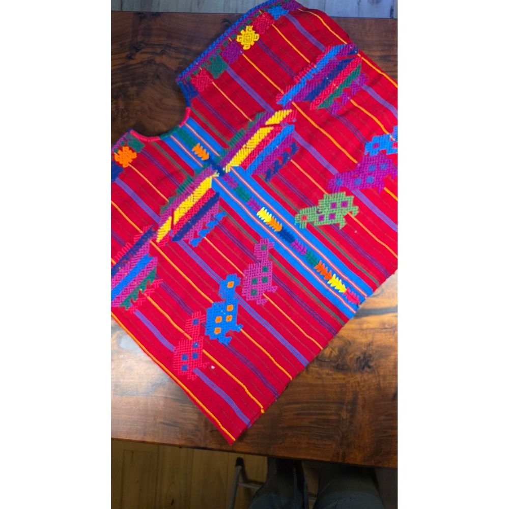 Vintage Guatemalan Huipil Handwoven Embroidered Mayan Boho Textile - Picture 6 of 8